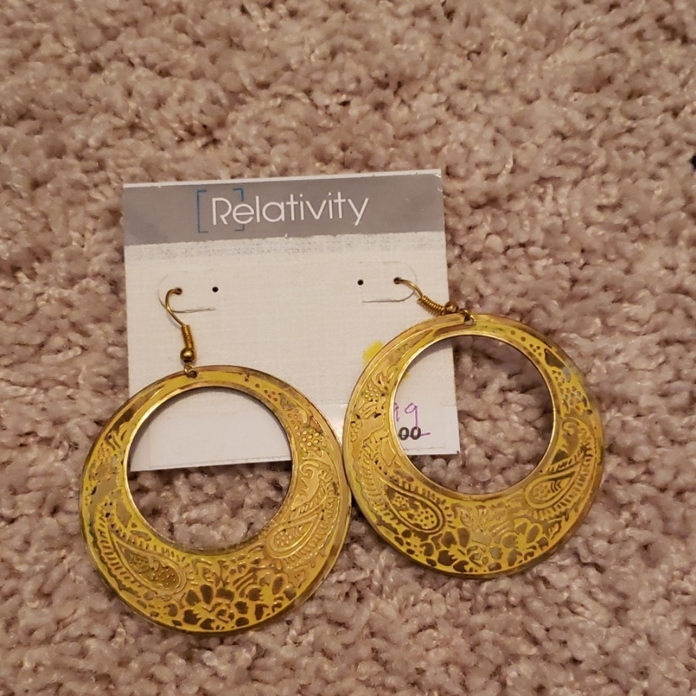 Yellow metal earrings